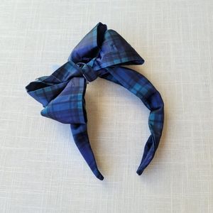 New! J Crew Crewcuts Black Watch Tartan Plaid Girls' bow headband NWT